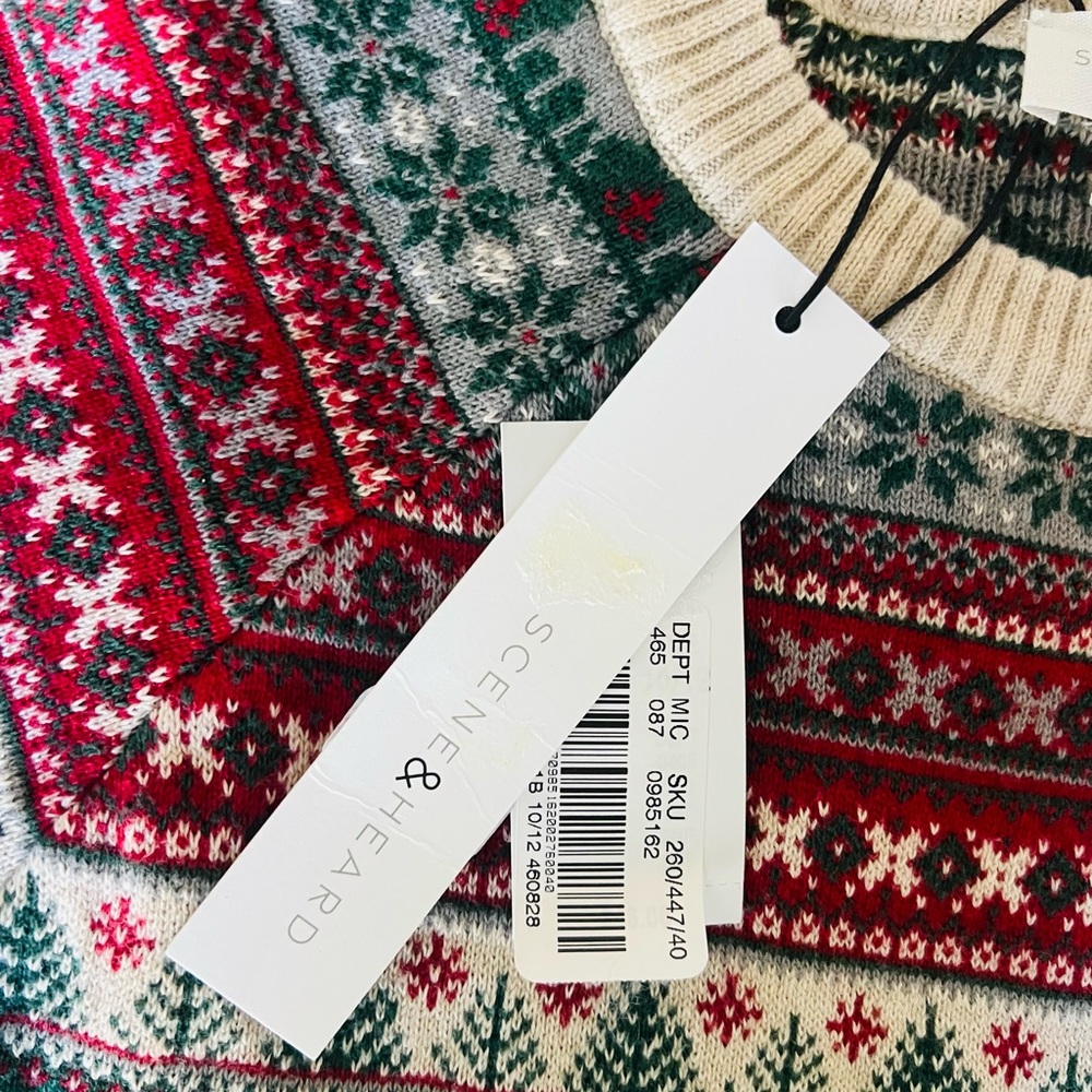 NWT Scene&Heard Fair Isle Festive Christmas 100% Cotton Knit Sweater Size 10-12 - Picture 3 of 9